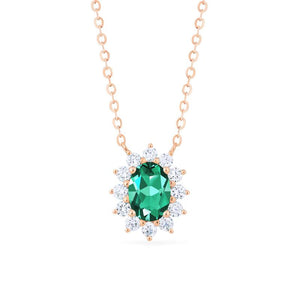 [Julianne] Vintage Bloom Oval Cut Necklace in Lab Emerald Necklace michelliafinejewelry   