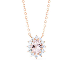 [Julianne] Vintage Bloom Oval Cut Necklace in Morganite Necklace michelliafinejewelry   