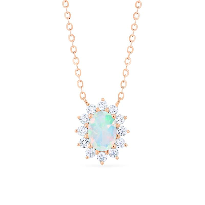 [Julianne] Vintage Bloom Oval Cut Necklace in Opal Necklace michelliafinejewelry   