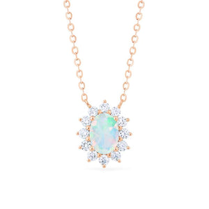 [Julianne] Vintage Bloom Oval Cut Necklace in Opal Necklace michelliafinejewelry   