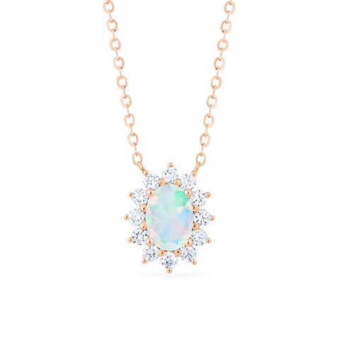 [Julianne] Vintage Bloom Oval Cut Necklace in Opal Necklace michelliafinejewelry   