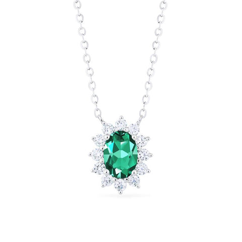 [Julianne] Vintage Bloom Oval Cut Necklace in Lab Emerald Necklace michelliafinejewelry   