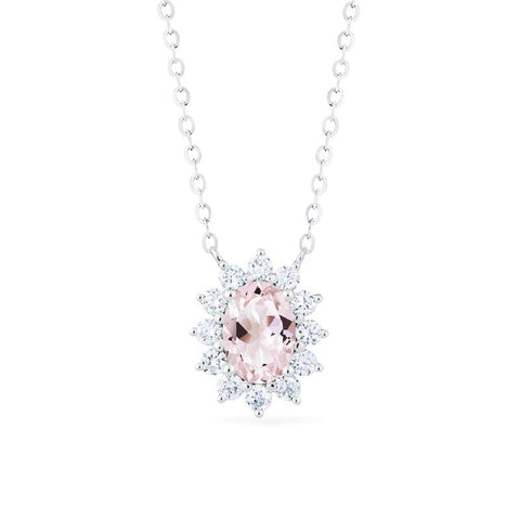 [Julianne] Vintage Bloom Oval Cut Necklace in Morganite Necklace michelliafinejewelry   