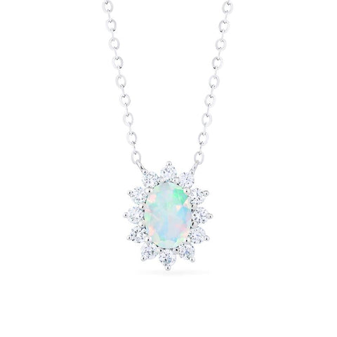 [Julianne] Vintage Bloom Oval Cut Necklace in Opal Necklace michelliafinejewelry   