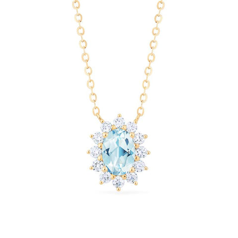 [Julianne] Vintage Bloom Oval Cut Necklace in Aquamarine Necklace michelliafinejewelry   