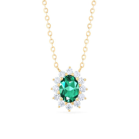 [Julianne] Vintage Bloom Oval Cut Necklace in Lab Emerald Necklace michelliafinejewelry   