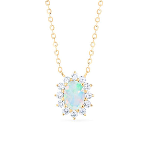 [Julianne] Vintage Bloom Oval Cut Necklace in Opal Necklace michelliafinejewelry   