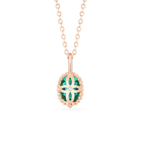 [Evelina] Vintage Classic Crown Oval Cut Necklace in Lab Emerald Necklace michelliafinejewelry   