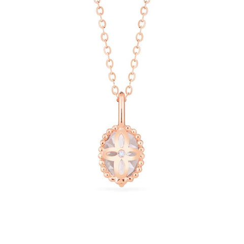 [Evelina] Vintage Classic Crown Oval Cut Necklace in Morganite Necklace michelliafinejewelry   