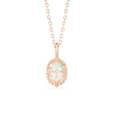 [Evelina] Vintage Classic Crown Oval Cut Necklace in Opal Necklace michelliafinejewelry   