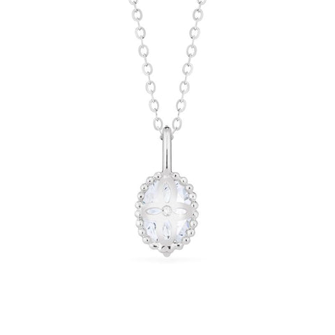 [Evelina] Vintage Classic Crown Oval Cut Necklace in Diamond / Moissanite Necklace michelliafinejewelry