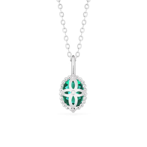 [Evelina] Vintage Classic Crown Oval Cut Necklace in Lab Emerald Necklace michelliafinejewelry   