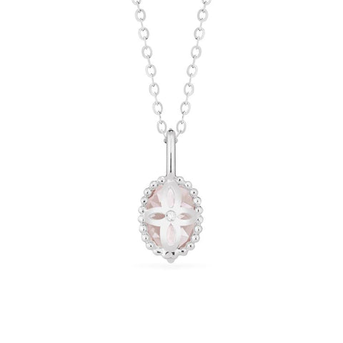 [Evelina] Vintage Classic Crown Oval Cut Necklace in Morganite Necklace michelliafinejewelry   