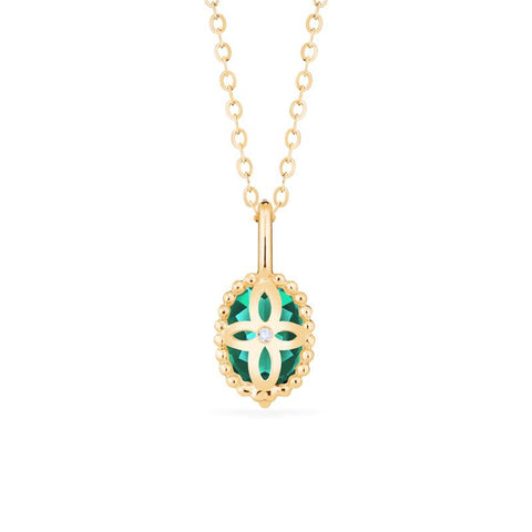 [Evelina] Vintage Classic Crown Oval Cut Necklace in Lab Emerald Necklace michelliafinejewelry   