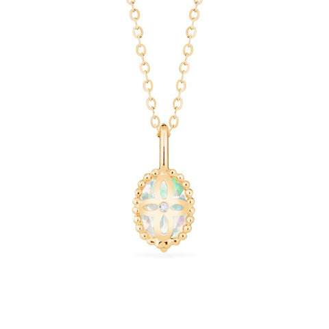 [Evelina] Vintage Classic Crown Oval Cut Necklace in Opal Necklace michelliafinejewelry   