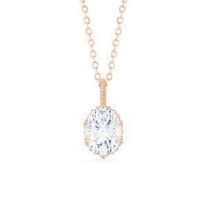 [Evelina] Vintage Classic Crown Oval Cut Necklace in Moissanite Necklace michelliafinejewelry   