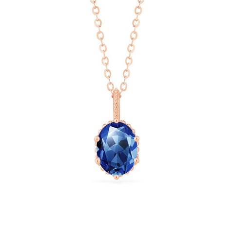 Sapphire Oval and Diamond Cluster Pendant Necklace