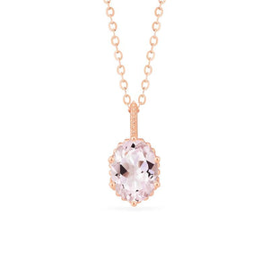 [Evelina] Vintage Classic Crown Oval Cut Necklace in Morganite Necklace michelliafinejewelry   
