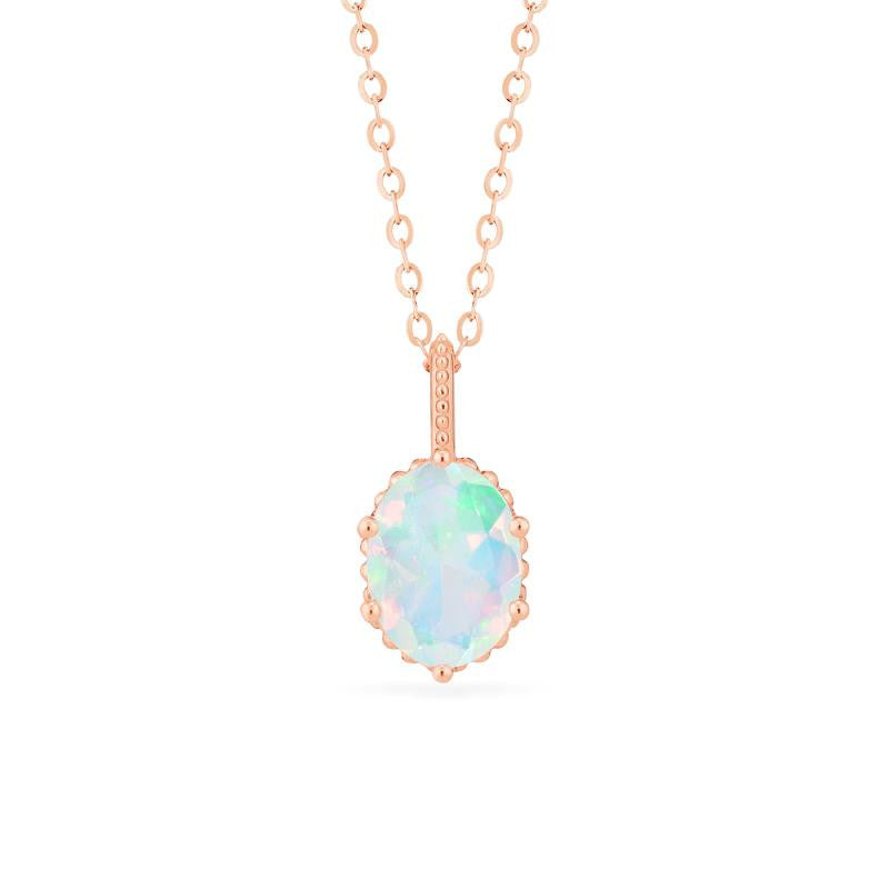 [Evelina] Vintage Classic Crown Oval Cut Necklace in Opal Necklace michelliafinejewelry   