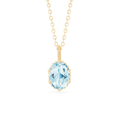 [Evelina] Vintage Classic Crown Oval Cut Necklace in Aquamarine Necklace michelliafinejewelry   