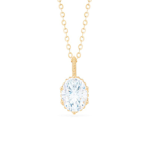 [Evelina] Vintage Classic Crown Oval Cut Necklace in Diamond / Moissanite Necklace michelliafinejewelry