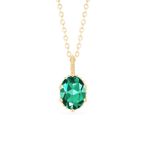 [Evelina] Vintage Classic Crown Oval Cut Necklace in Lab Emerald Necklace michelliafinejewelry   