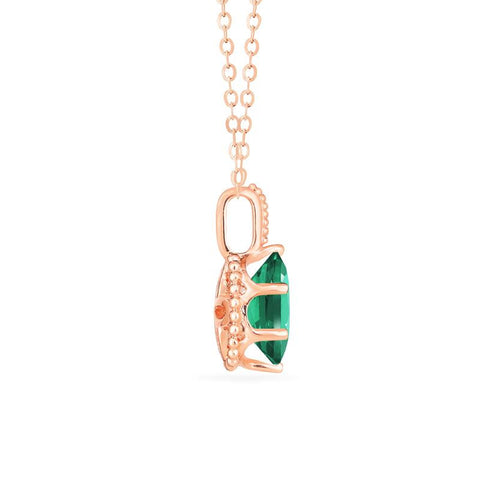 [Evelina] Vintage Classic Crown Oval Cut Necklace in Lab Emerald Necklace michelliafinejewelry   