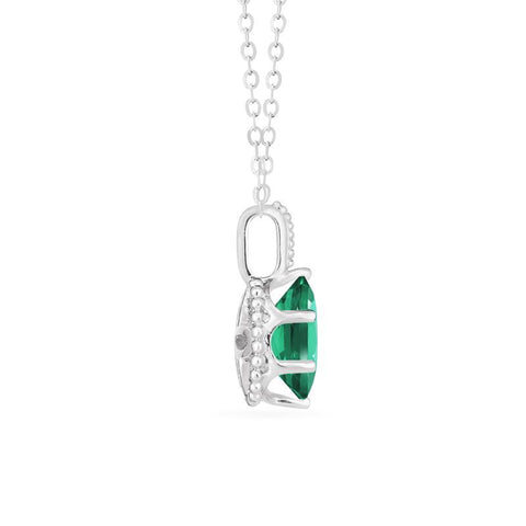 [Evelina] Vintage Classic Crown Oval Cut Necklace in Lab Emerald Necklace michelliafinejewelry   