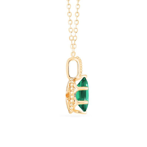 [Evelina] Vintage Classic Crown Oval Cut Necklace in Lab Emerald Necklace michelliafinejewelry   