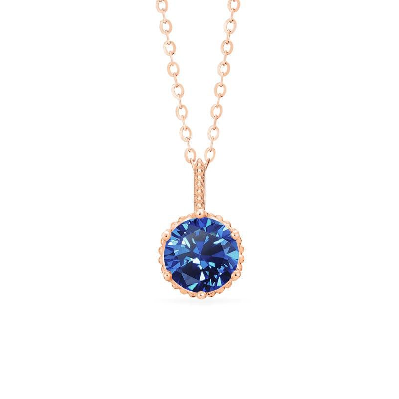 [Evelyn] Vintage Classic Crown Necklace in Lab Blue Sapphire Necklace michelliafinejewelry   