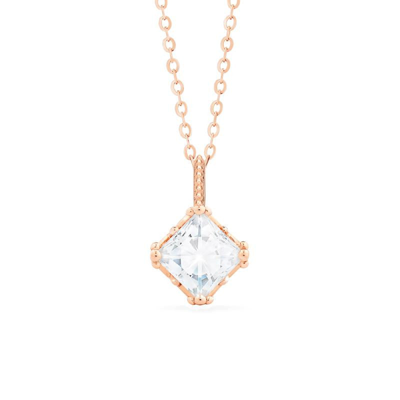 [Astoria] Fluer De Lis Princess Cut Necklace in Moissanite Necklace michelliafinejewelry   