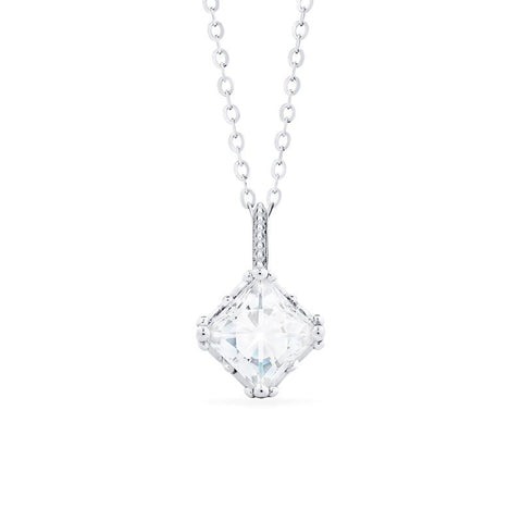 [Astoria] Fluer De Lis Princess Cut Necklace in Moissanite Necklace michelliafinejewelry   