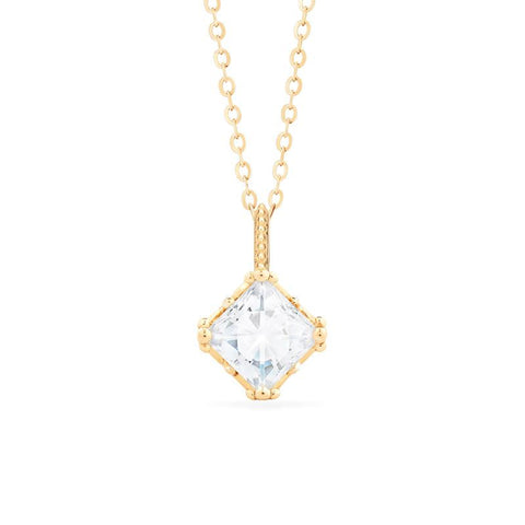 [Astoria] Fluer De Lis Princess Cut Necklace in Moissanite Necklace michelliafinejewelry   