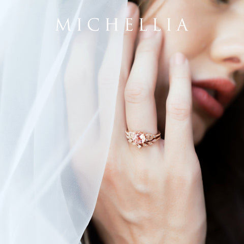 [Kerensa] Classic Floral Engagement Ring in Morganite Women's Ring michelliafinejewelry