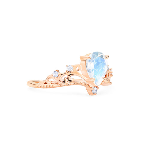 [Veronica] Vintage Crown Pear Enagement Ring in Moonstone Women's Ring michelliafinejewelry   
