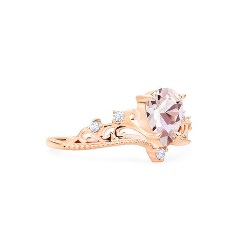 [Veronica] Vintage Crown Pear Engagement Ring in Morganite Women's Ring michelliafinejewelry   