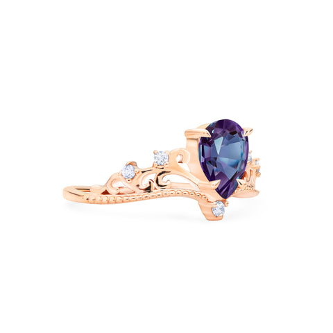 [Veronica] Vintage Crown Pear Cut Ring in Lab Alexandrite Women's Ring michelliafinejewelry   