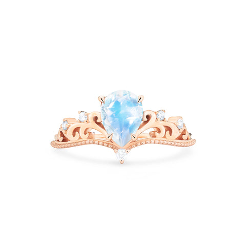 [Veronica] Vintage Crown Pear Enagement Ring in Moonstone Women's Ring michelliafinejewelry   