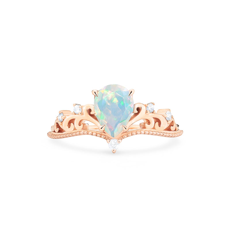 [Veronica] Vintage Crown Pear Cut Ring in Opal Women's Ring michelliafinejewelry   