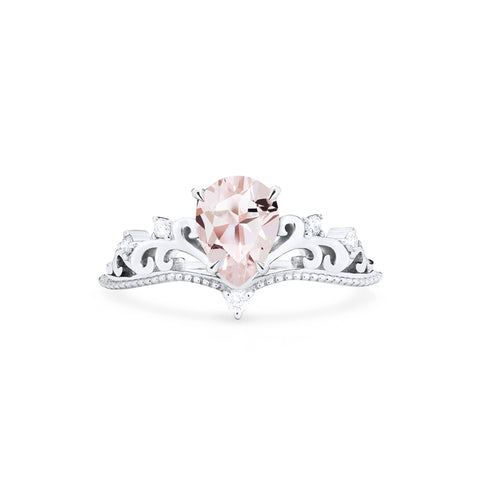 [Veronica] Vintage Crown Pear Engagement Ring in Morganite Women's Ring michelliafinejewelry   