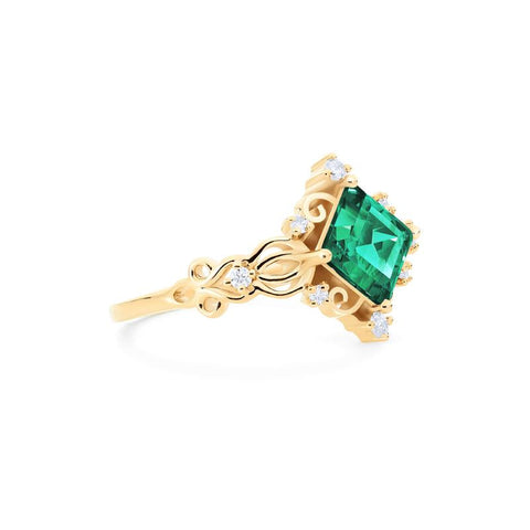 [Anna] Vintage Square Princess Cut Ring in Lab Emerald Women's Ring michelliafinejewelry   