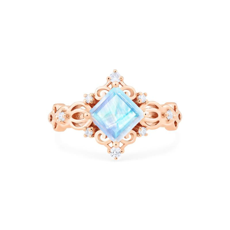 [Elsa] Vintage Square Princess Cut Ring in Moonstone Women's Ring michelliafinejewelry   
