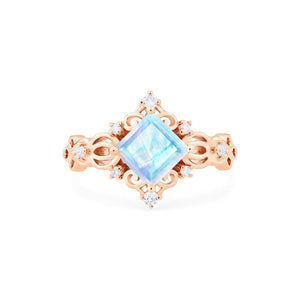 [Elsa] Vintage Square Princess Cut Ring in Moonstone Women's Ring michelliafinejewelry   