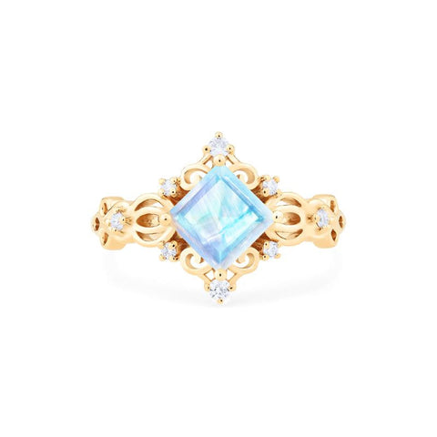 [Elsa] Vintage Square Princess Cut Ring in Moonstone Women's Ring michelliafinejewelry   
