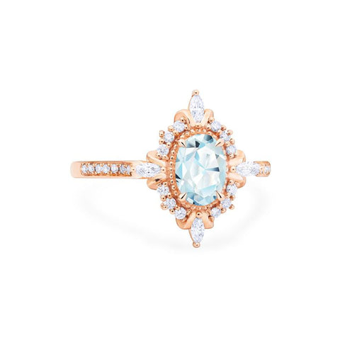 [Alessandra] Art Deco Oval Cut Ring in Aquamarine Women's Ring michelliafinejewelry   