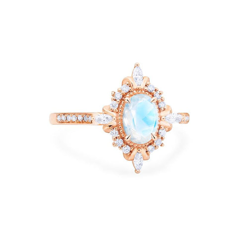 [Alessandra] Art Deco Oval Cut Ring in Moonstone Women's Ring michelliafinejewelry   