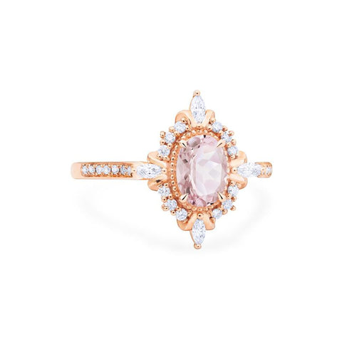 [Alessandra] Art Deco Oval Cut Ring in Morganite Women's Ring michelliafinejewelry   