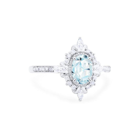 [Alessandra] Art Deco Oval Cut Ring in Aquamarine Women's Ring michelliafinejewelry   