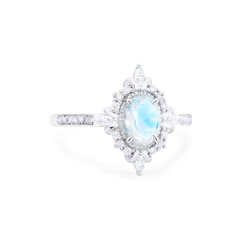 [Alessandra] Art Deco Oval Cut Ring in Moonstone Women's Ring michelliafinejewelry   