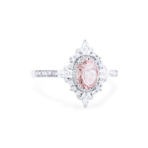 [Alessandra] Art Deco Oval Cut Ring in Morganite Women's Ring michelliafinejewelry   